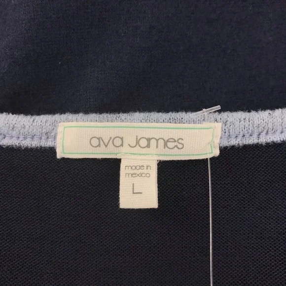 Ava James Color Block Blue V-Neck Sweater, NWT - Picture 6 of 7